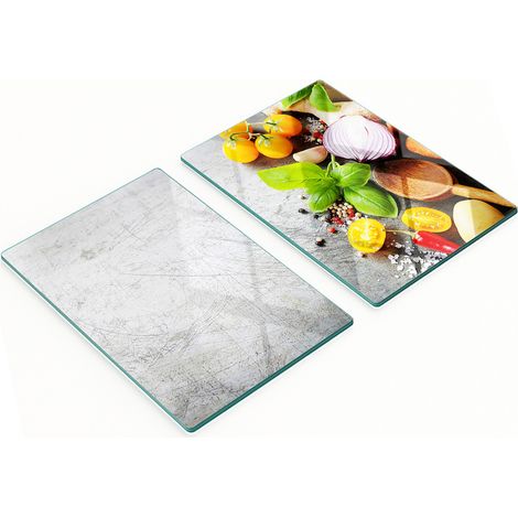 Taglieri da cucina decorativi in vetro con grafica di verdure, 2x40x52 cm (1/5)
