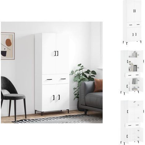 Sideboards - Living Highboard Weiß 69,5x34x180 cm Holzwerkstoff (1/5)