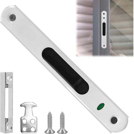Serrure pour porte coulissante en verre, loquets et pênes, serrure pour porte coulissante, crochet pour porte coulissante, acier inoxydable, 197 x 28 mm, blanc