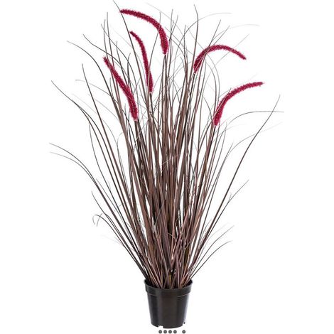Jolie graminée artificielle en pot avec fleurons H 89 cm D 30 cm aubergine (1/3)