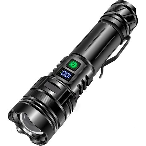 Lampe Torche LED Rechargeable 5000mAh Tactique de Poche Ultra Puissante Zoomable 5 Modes D'éclairage IP65 Étanche Pour Camping Randonnée (1/5)