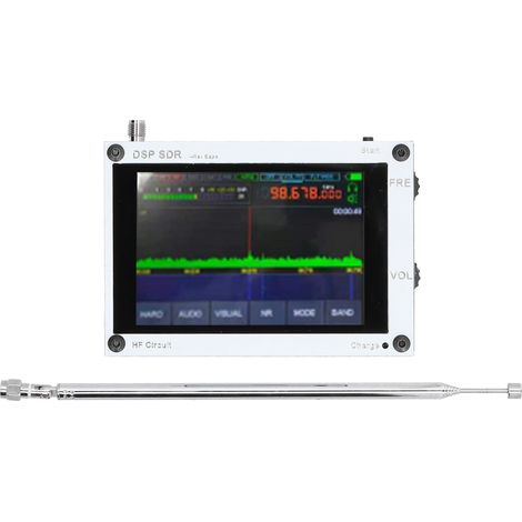 SDR-Empfänger, drahtloses Radio mit DSP, 3,5-Zoll-Touchscreen, 50 kHz–2 GHz, mit Antenne, ultradünn, weiß (1/5)