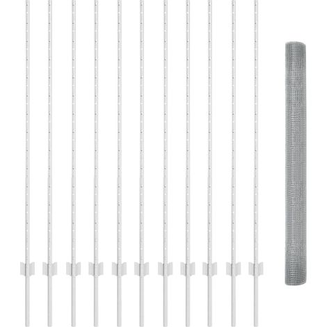 Zaun mit Pfosten Silber 1,4 x 25 m Stahl