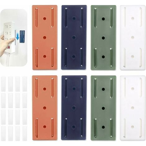YMYNY Supports de Socle Auto-adhésifs sans Perforation, 8 pièces Fixation de Multiprise Auto-adhésif Fixation Murale sans perçage Support de Prise pour routeur WiFi