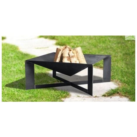 Brasero de jardin carré 70x70 cm en acier – Foyer concave pour bois torréfié – Élément décoratif et source de chaleur – Fabrication européenne – Farmcook