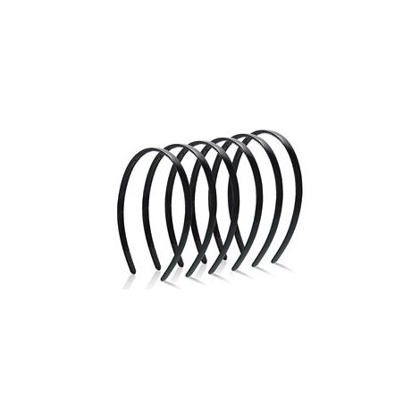 Headband - Plastic - 8 mm Wide - With Teeth - Black - For Women Men Children - Unisex - 6 Pieces (1/3)