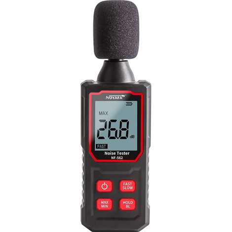 Le sonomètre numérique Noyafa NF-562 possède une résolution de 0,1 dB et une plage de mesure de 30 à 130 dB. Il utilise un capteur à microphone à condensateur et un écran LCD. (1/5)