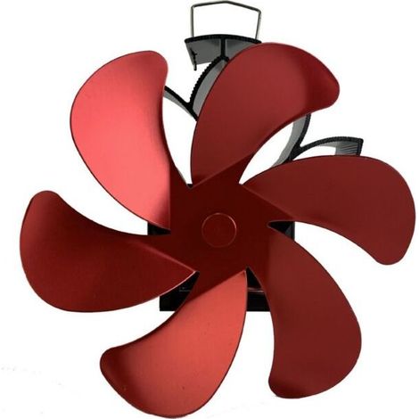 Ventilateur de poêle à bois – Ventilateur de cheminée à énergie thermique à 6 pales – Ventilateur silencieux pour poêle à bois/cheminée (rouge) (1/4)