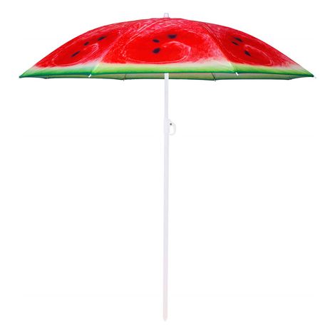 Parasol de playa de 180 cm, sombrilla de jardín rojo-verde sandía. (1/5)