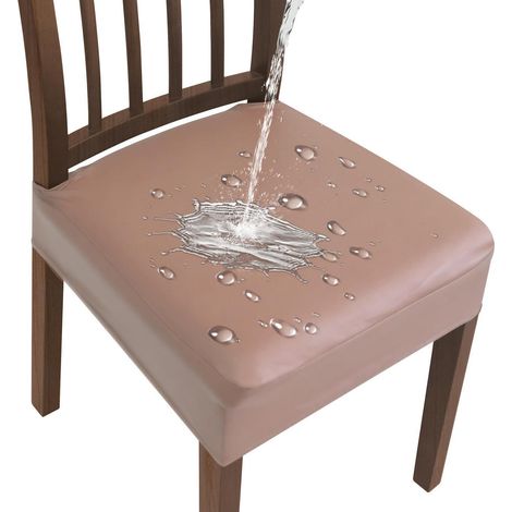 Wasserdichte Stuhlbezüge Khaki, Stretch, Sitzschutz für Esszimmer, Büro (1/5)