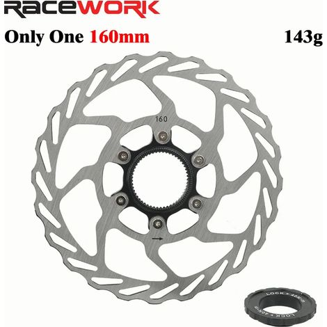 Adapté aux freins à disque de VTT et de vélo de route avec système Center Lock, 140/160/180 mm. Caractéristiques : dissipation de la chaleur, plaquettes de frein creuses et système Center Lock. (1/5)