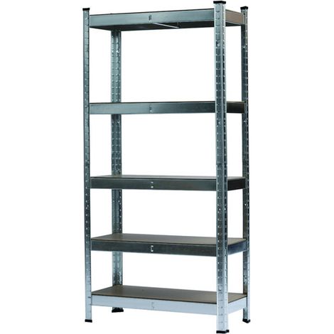 Étagère de rangement robuste en métal galvanisé à 5 niveaux, étagère de rangement pour garage, argent (1/5)