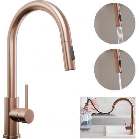 Primagran – Robinet de cuisine mitigeur 360° avec bec extractible – 2 modes de jet – Acier inoxydable – Économie d'eau – Installation facile (1/4)