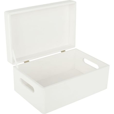 Scatola Portaoggetti in Legno con Manici 30x20x14 cm – Bianca