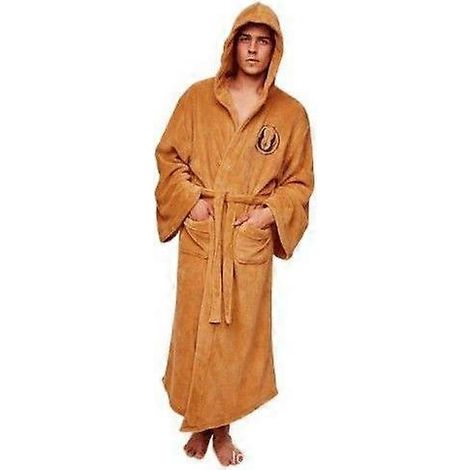 Peignoir en flanelle pour homme, pyjama, cosplay, hiver, chaud, sans coutures, vêtements de nuit pour couple, motif dessin animé, robes de combat jaunes (1/5)