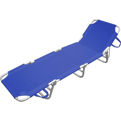 Lettino Prendisole in Alluminio FERLIVING - Tessuto Antistrappo Blu (1/3)