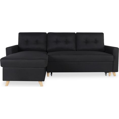 Canapé d'angle convertible réversible Falko Tissu Noir (1/5)