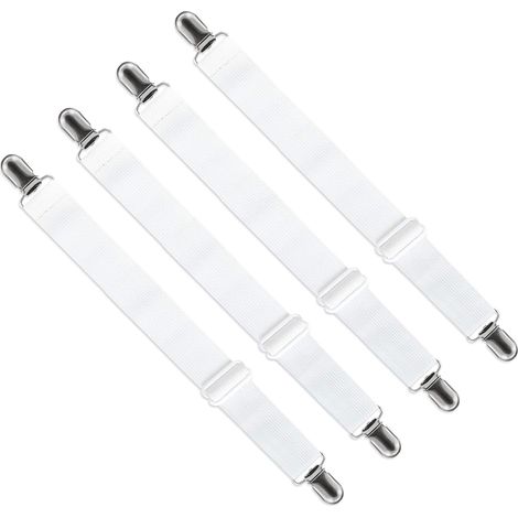 4 pcs Blanc Tendreu Drap Housse Réglable, 65cm à 130cm, pour Drap Lit Canapé, Housse de Repassage (1/5)