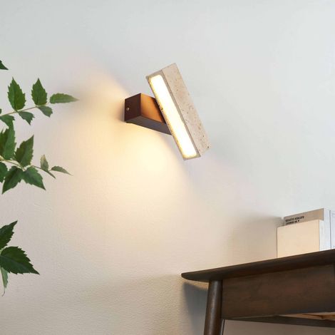 Applique LED orientable en bois et pierre claire naturelle - Varelli