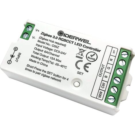 Smart ZigBee 3.0 RGBWW Dimmable LED Strip Controller Compatible with Hub Bridge, for 6 Wire RGBCCT RGBW Voice App/Control Mood Lighting (Only One (1/5)