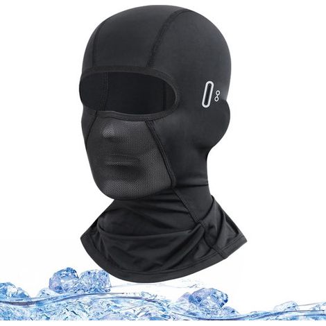 Couvre-chef de protection UV - Masque - Cagoule - Visière - Protection pour le cou - Nylon - Noir (1/5)