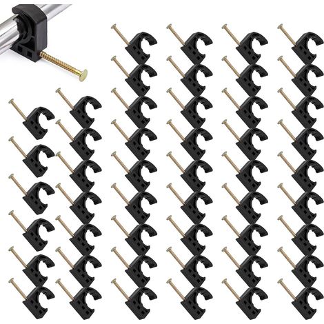 Crochet J à demi-collier avec Support De Montage, Fixation Et Installation  Lot de 50 supports pour tubes et tuyaux Montage Suspendu Rangement Garage Outil Organisation Maison Pour Jardin Cour Mu (1/5)