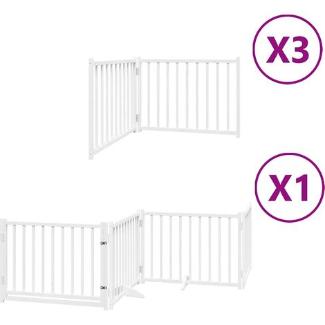 Barrière pour chien Barrière de sécurité porte pliable 10 panneaux bois de peuplier CFW50600 (1/5)