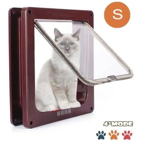 Chatiere Pour Chat Chien,Chatiere Chat avec Serrure Contrlable Verrouillable,Chatière avec Tunnel Cache Facile bouton rouge bleu (1/4)