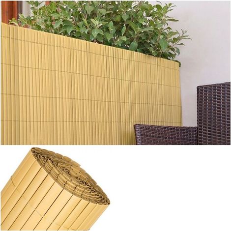 Canniccio PVC Recinzione recinto Balcone frangivento Doppio 2 x 3 m, naturale, per Giardini e Balconi, Frangivento