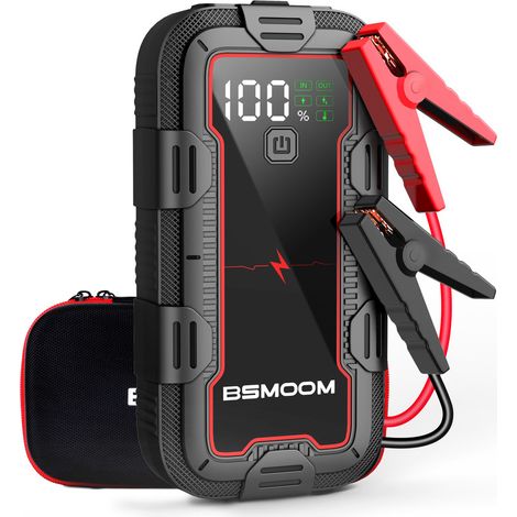 Booster Batterie 6000A – Démarreur Portable 12V jusqu’à 10L Essence/Diesel – Grand Écran LCD – Lampe LED 4 Modes