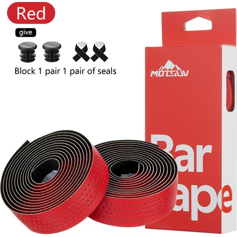 rouge Sangles de guidon, sangles pour guidon de course, sangles antidérapantes pour vélo, sangles de guidon perforées, équipement de cyclisme résistant à l'usure et antidérapant (1/5)