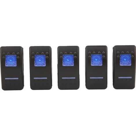 5-poliger 12V/24V LED-Wippschalter für Auto/LKW, Bedienfeld mit blauer Hintergrundbeleuchtung und Jumper, robust und praktisch (1/5)