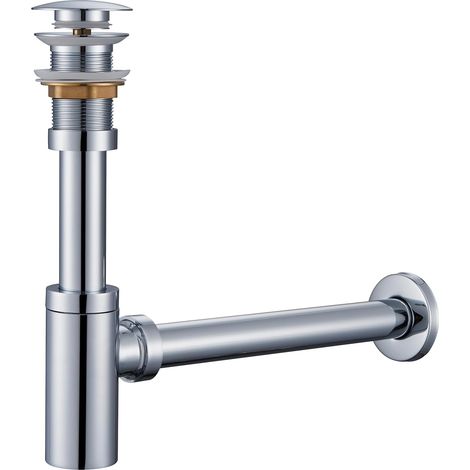 Sans Trop-Plein, Robinet de Vidange à Clapet, Universel , Désodorisant avec Orifice de Nettoyage, Acier Inoxydable Réglable en Hauteur, Chrom (1/5)