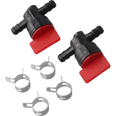 Lot de 2 valves d'arrêt de carburant droites de 6,35 mm pour petits moteurs, avec 4 colliers de serrage, compatible avec les équipements électriques extérieurs (1/5)