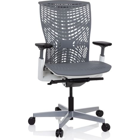 siège de Bureau SKOPE TPE Gris/Blanc Ergonomique Fauteuil de Bureau Dossier Flexible, Profondeur d’Assise et accoudoirs Ajustables (1/5)