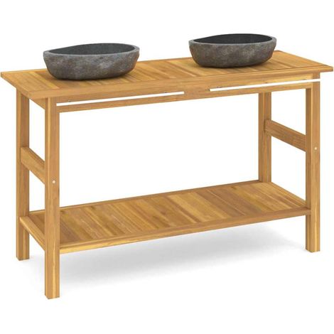 Maison Exclusive - Waschtisch mit Flussstein-Waschbecken Massivho (1/5)