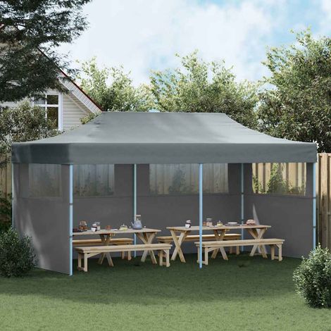 Tente de réception pliable, Pavillon, Pergola, Tente de jardin, avec parois 3 x 6 m Anthracite OIB8915E (1/5)