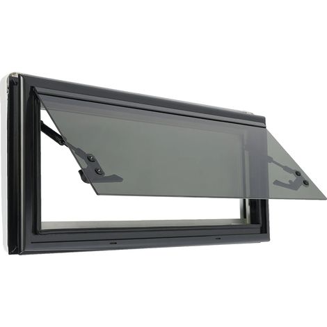 Ventana de apertura por presión para caravana, diseño elegante, protección contra insectos, color negro. (1/2)