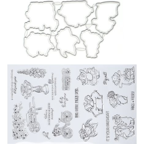 Moule à tampon TPR transparent pour cartes de vœux, motif décoratif avec couteau inclus (1/5)