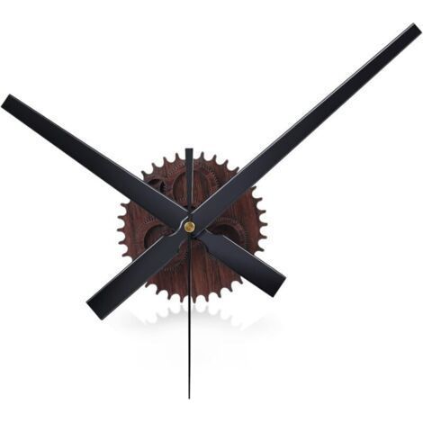 3D Grande Horloge Murale Marron Vintage,DIY Aiguilles Simple,Engrenages à Grain de Bois,Mouvement Mécanisme d’ Horloge,Salon Bar Chambre 42cm (1/5)