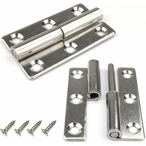 Set mit 4 Klapptürscharnieren - 6,3 cm - Robust - Abnehmbar - Aus Edelstahl 304 - Für Innen- und Außentüren (links angeschlagen) (1/5)