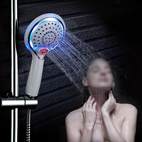 Handbrausekopf mit digitaler Temperaturanzeige, 3-farbiger LED-Beleuchtung, Chromoberfläche (1/5)