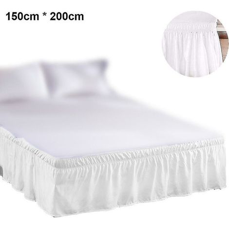 Jupe de lit à volants anti-poussière 150 x 200 cm Fibre de polyester Lavable en machine Résistante aux rides et décoloration (1/5)
