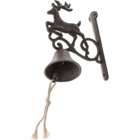 Campana de hierro fundido con forma de reno, 20,5 x 17,5 cm.