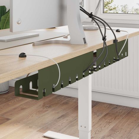Plateau de gestion de câbles sous le bureau 2 pc Vert olive (1/5)