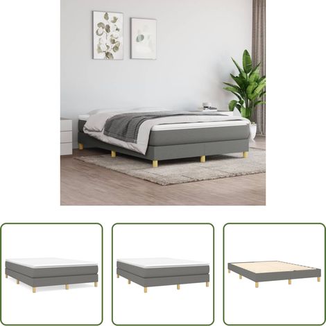 Matratze - Boxspringbett mit Matratze Dunkelgrau 140x200 cm Stoff (1/5)