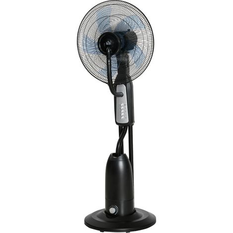 Ventilador de refrigeración por agua, ventilador de pie con nebulizador ajustable, 3 velocidades, tanque de agua de 3 L, oscilación de 75°, ventilador de agua de 90 W con ruedas, 125 cm a