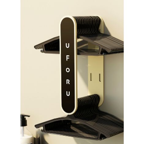 Solution de rangement extensible pour étendoir à vêtements, sans perçage, étendoir mural pour balcon, étagère de rangement multifonctionnelle, crème et noir. (1/5)