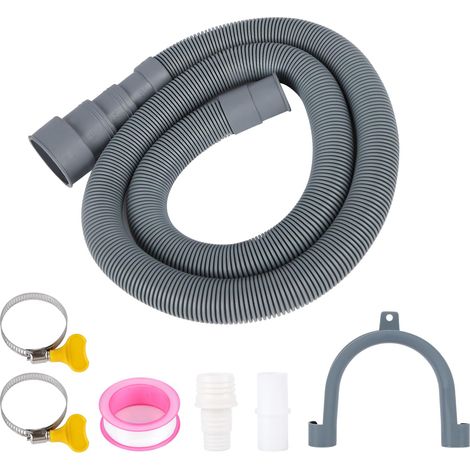 Kit de raccordement de tuyau de vidange, 1m/1,5m/2m/2,5m/3m/4m/5m, tuyau universel pour lave-vaisselle, avec raccords de tuyau et colliers de serrage, pour lave-vaisselle (1,5 m) (1/5)