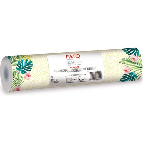 FATO - Runner da Tavola, Effetto Tessuto, Dimensione 0.4x24 m, Pretagliato ogni 1.20 m, Confezione da 20 Runner, Carta a secco, Airliad, Alta Qualità, Decoro Tropicana (1/5)
